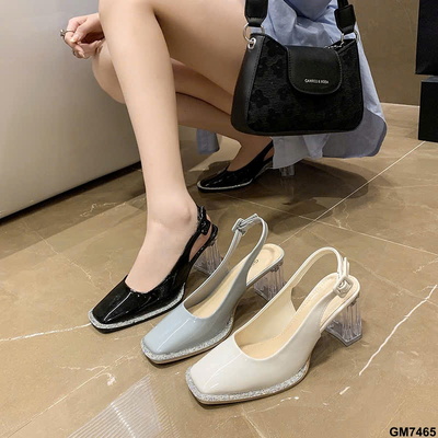 GM7465  GIÀY CAO GÓT MŨI VUÔNG ĐẾ TRONG ĐÍNH ĐÁ