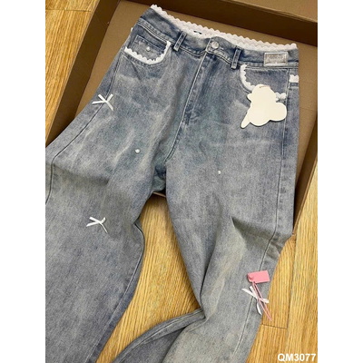 QM3077 QUẦN JEAN NỮ VIỀN REN