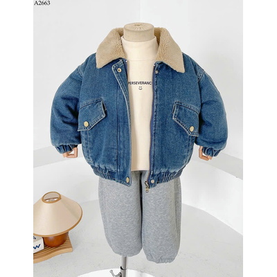 A2663 ÁO KHOÁC DENIM PHỐI CỔ LÔNG 