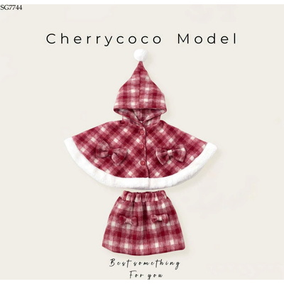 SG7744 BỘ CHOÀNG KẺ ĐỔ VIỀN LÔNG NHÀ CHERRYCOCO