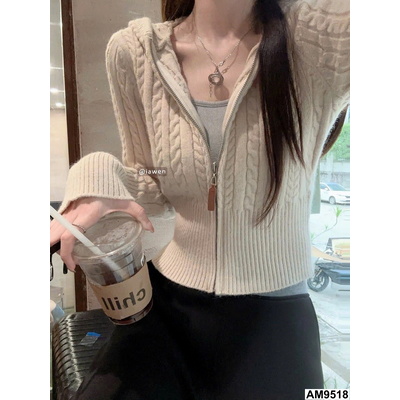 AM9518 ÁO CARDIGAN KÉO KHOÁ KÈM MŨ NỮ