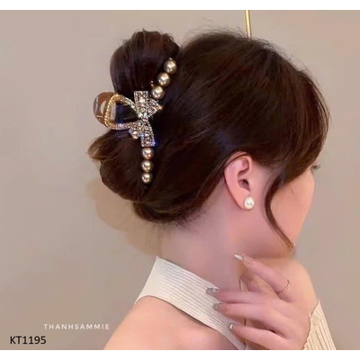 KT1195  KẸP TÓC NƠ ĐÍNH NGỌC