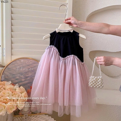 V6221 VÁY BÉ GÁI PHỐI LƯỚI  