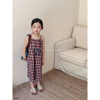 V6250 VÁY SUÔNG 2 DÂY KẺ CARO