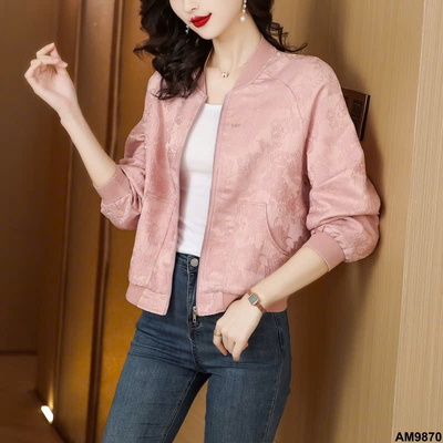 AM9870 ÁO KHOÁC BOMBER HOẠT TIẾT HOA VĂN NỮ