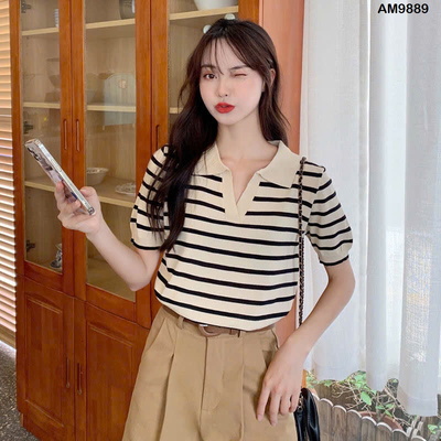 AM9889 ÁO LEN MTG KẺ CỔ ĐỨC