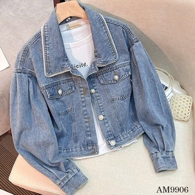 AM9906  ÁO KHOÁC JEAN PHỐI CỔ