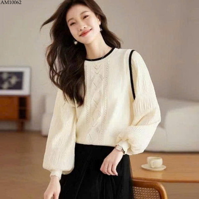 AM10062 ÁO LEN PHỐI TAY BỒNG CHO NỮ
