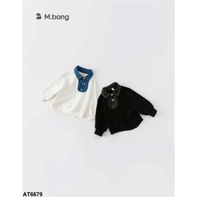 AT6679 ÁO NỈ PHỐI CỔ SƠ MI JEAN BÉ TRAI BABYCITY