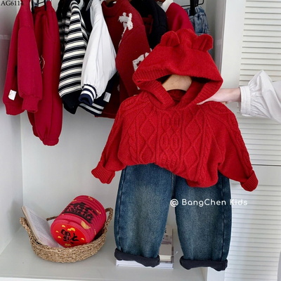 AG6114 ÁO LEN ĐỎ CHO BÉ