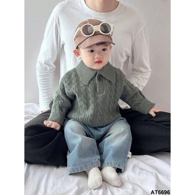 AT6696 ÁO LEN VẶN THỪNG CỔ POLO BÉ TRAI
