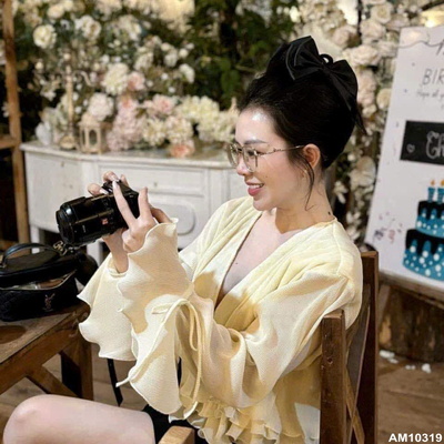 AM10319 ÁO PHỐI TAY BÈO LOE PHONG CÁCH NỮ