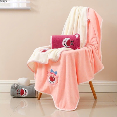 K983  SET KHĂN MẶT + KHĂN TẮM GẤU DÂU DỄ THƯƠNG