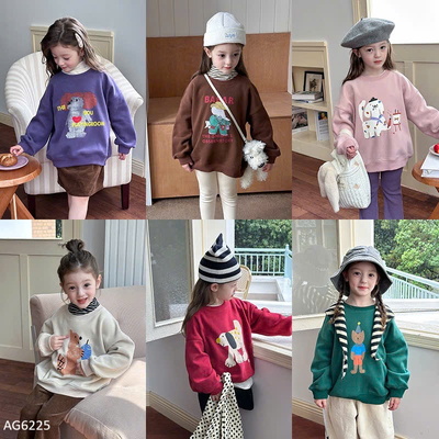 AG6225  ÁO NỈ CỔ TRÒN CHO BÉ