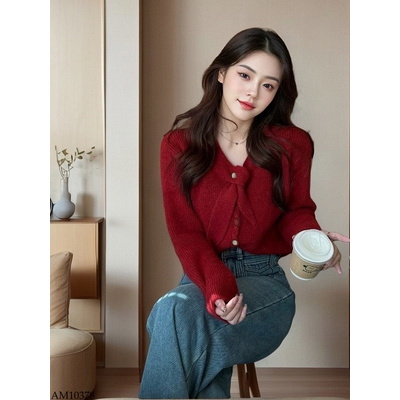 AM10378 ÁO LEN ĐỎ CHO NỮ