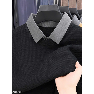 AB1398 ÁO NỈ NAM CAO CẤP LÓT LÔNG MIX CỔ SƠ MI