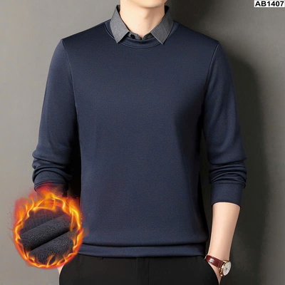 AB1407 ÁO NAM LÓT NHUNG CỔ SƠ MI