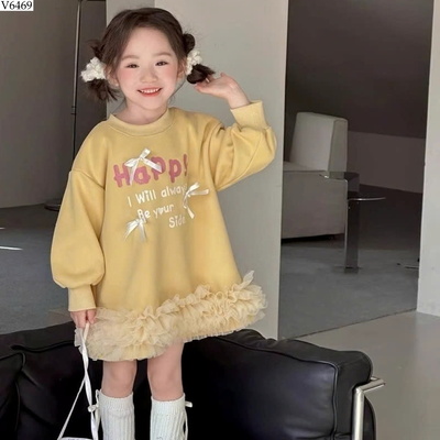 V6469 VÁY NỈ PHỐI BÈO CHO BÉ