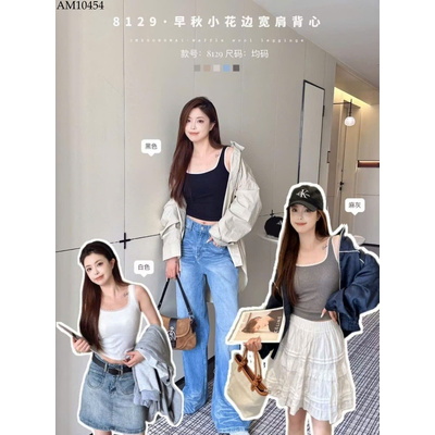 AM10454 ÁO BA LỖ VIỀN REN KÈM ĐỆM NGỰC