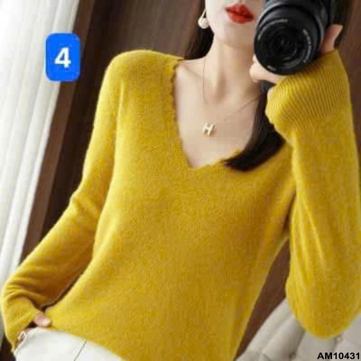AM10431 ÁO LEN CỔ V CHO NỮ