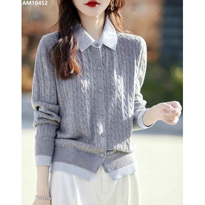 AM10452 ÁO LEN PHỐI CỔ GIẢ 2 MẢNH