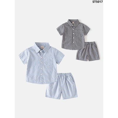 ST5017 BỘ CỘC KẺ CARO BÉ TRAI Wellkids