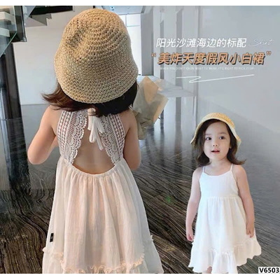 V6503 VÁY 2s REN HỞ LƯNG CHO BÉ GÁI