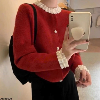 AM10520  ÁO LEN TAY CỔ PHỐI REN NỮ