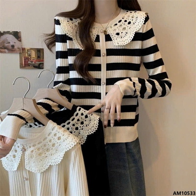 AM10533  ÁO LEN CỔ REN NỮ