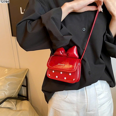 T2784 TÚI ĐEO CHÉO CHẤM BI NƠ CHO MẸ VÀ BÉ