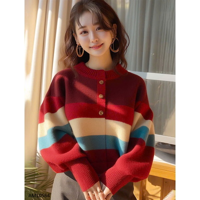 AM10564 ÁO LEN ĐỎ KẺ