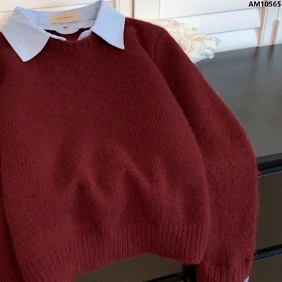 AM10565 ÁO LEN PHỐI SƠ MI GIẢ 2 MẢNH NỮ