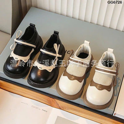 GG6726 GIÀY XINH CỔ LEN PHỐI QUAI NƠ BÉ GÁI