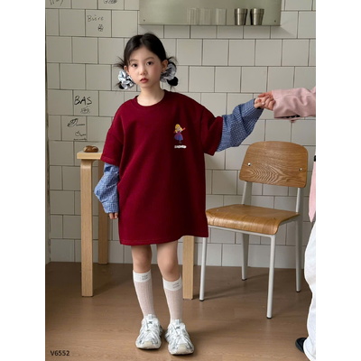 V6552  VÁY SUÔNG PHỐI TAY BG