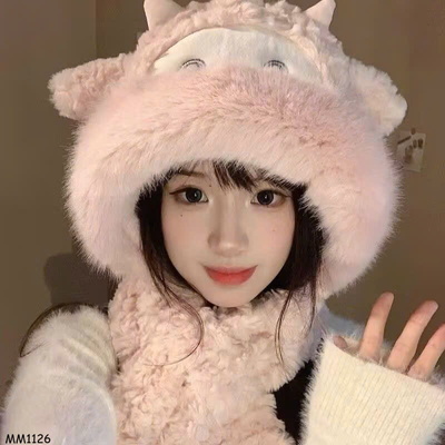 MM1126 MŨ LÔNG KÈM KHĂN CHO NỮ