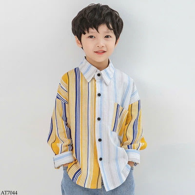 AT7044 ÁO SƠ MI KẺ PHỐI MÀU CHO BÉ TRAI