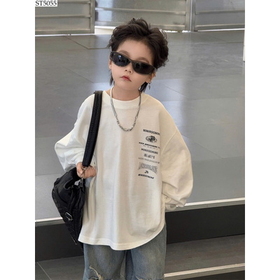 ST5055 ÁO THUN DÀI TAY PHỐI QUẦN JEAN RÁCH CHO BÉ