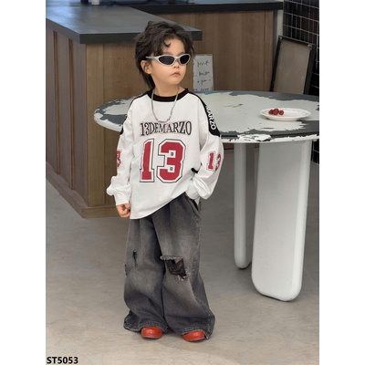 ST5053 SET ÁO THUN MIX QUẦN JEAN RÁCH GỐI BÉ TRAI
