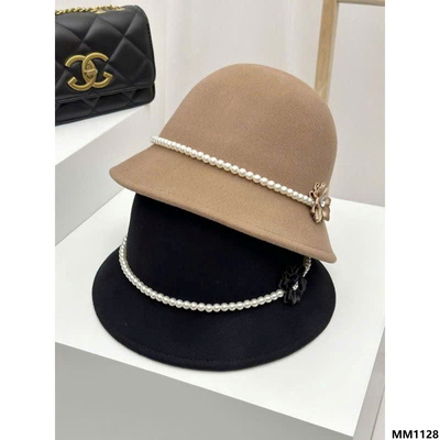 MM1128 MŨ VÀNH TRÒN VIỀN NGỌC TRAI ĐÍNH HOA CHO NỮ