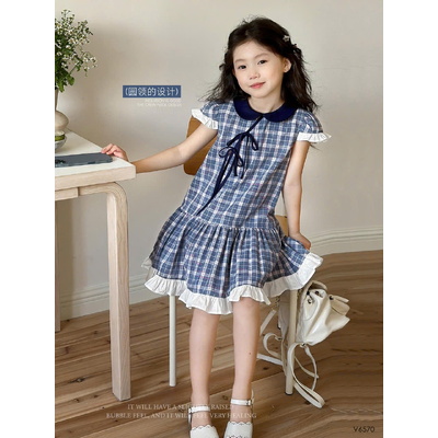V6570 VÁY KẺ CARO BÉ GÁI