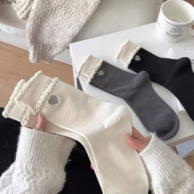 TC1479 SET 6 ĐÔI TẤT CỔ TIM CHO NỮ