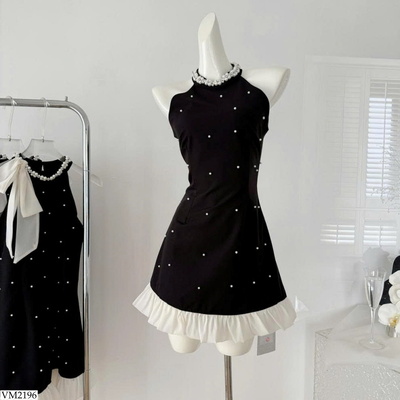 VM2196 VÁY CỔ YẾM PHỐI NƠ CHO NỮ