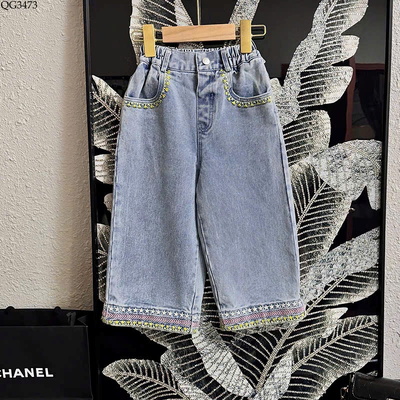 QG3473 QUẦN JEAN SUÔNG CHO BÉ GÁI