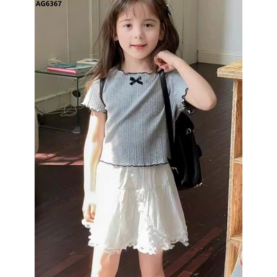 AG6367 ÁO THUN CỘC TAY VIỀN BÈO BÉ GÁI