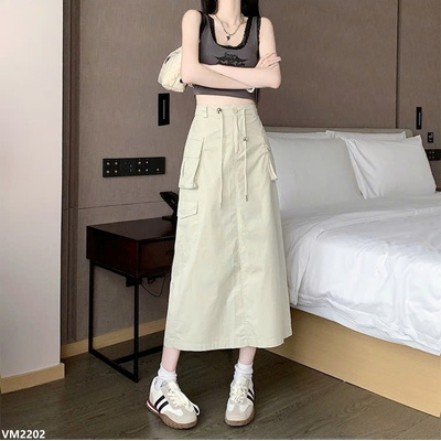 VM2202 CHÂN VÁY KAKI TÚI HỘP DÁNG DÀI NỮ