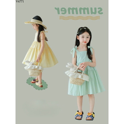 V6771 VÁY 2 DÂY CHO BÉ GÁI