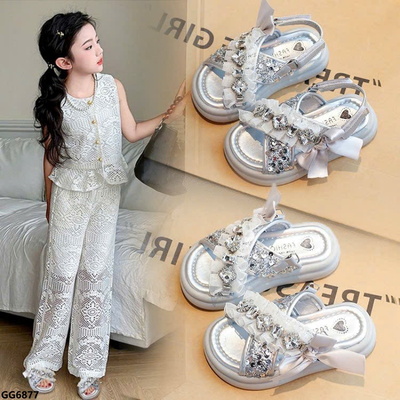 GG6877 SANDAL QUAI CHÉO ĐÍNH ĐÁ BÉ GÁI