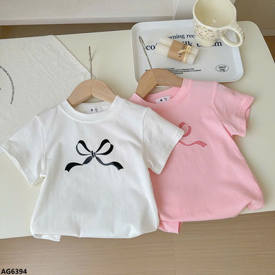 AG6394 ÁO THUN CỘC TAY NƠ BÉ GÁI