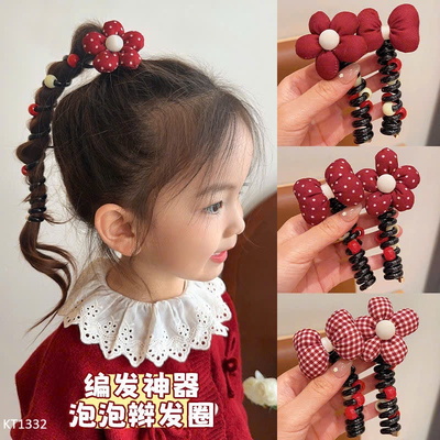 KT1332 SET 4 DÂY BUỘC TÓC LÒ XO BÔNG HOA