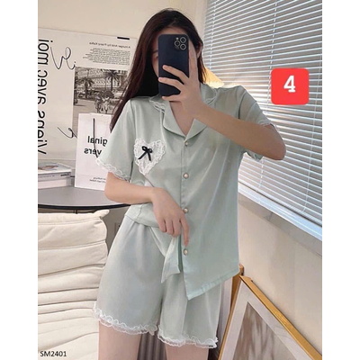 SM2401 BỘ PIZAMA LỤA CỘC NỮ